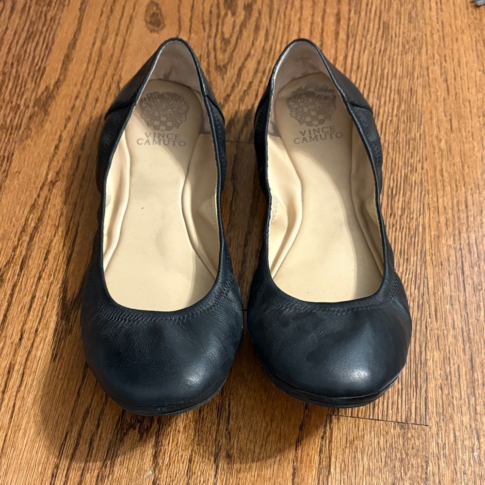 Vince Camuto Classic Black Leather Flats